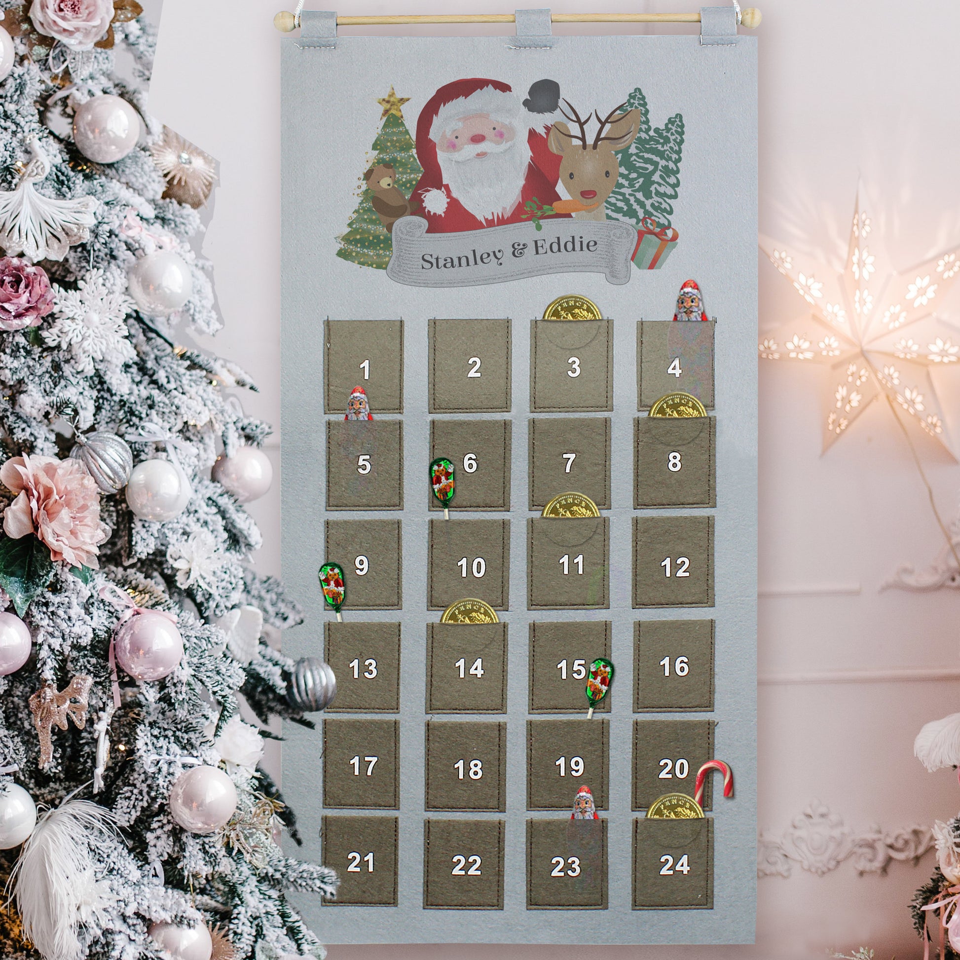 Personalised Santa Advent Calendar In Silver Grey - MK&JD Gifts