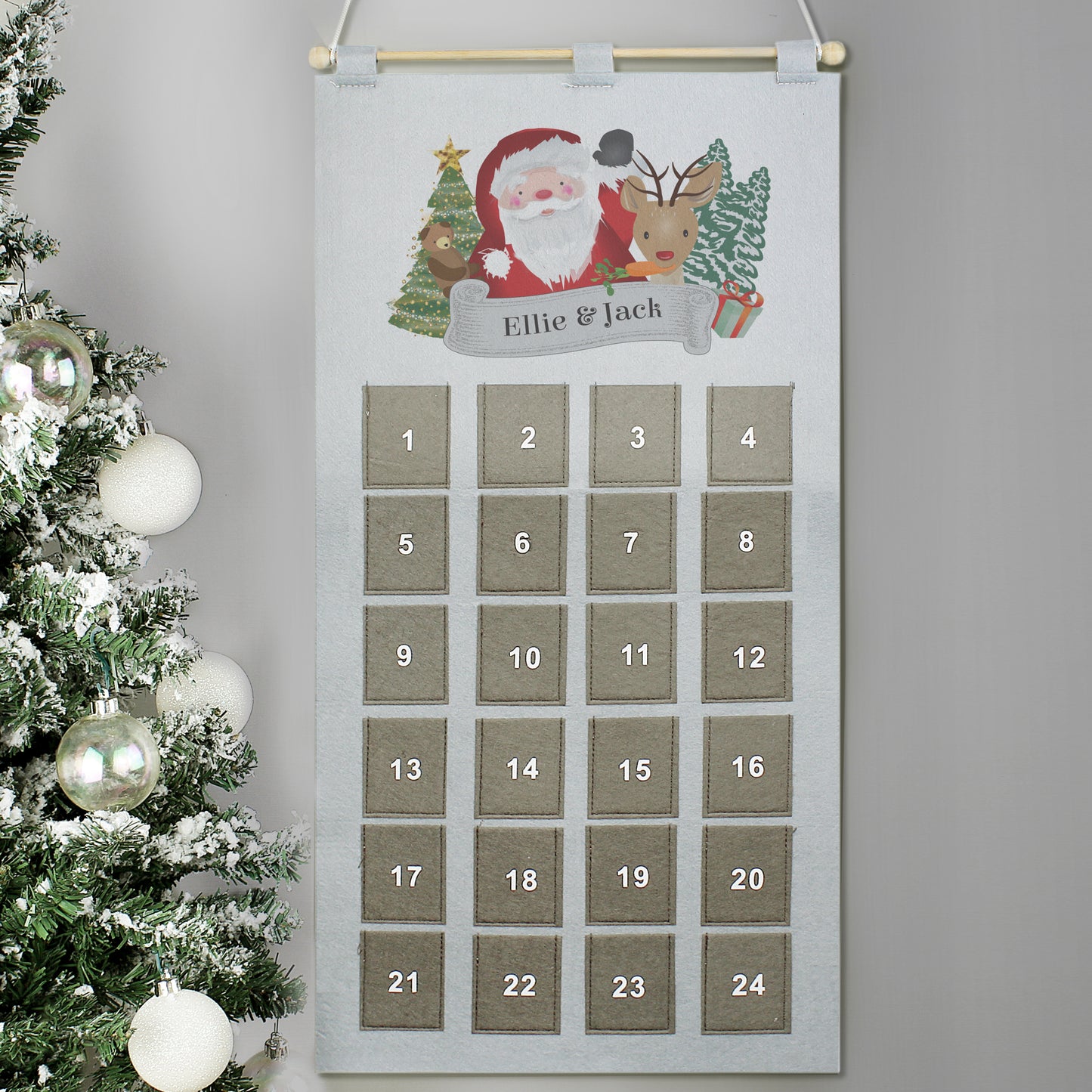 Personalised Santa Advent Calendar In Silver Grey - MK&JD Gifts