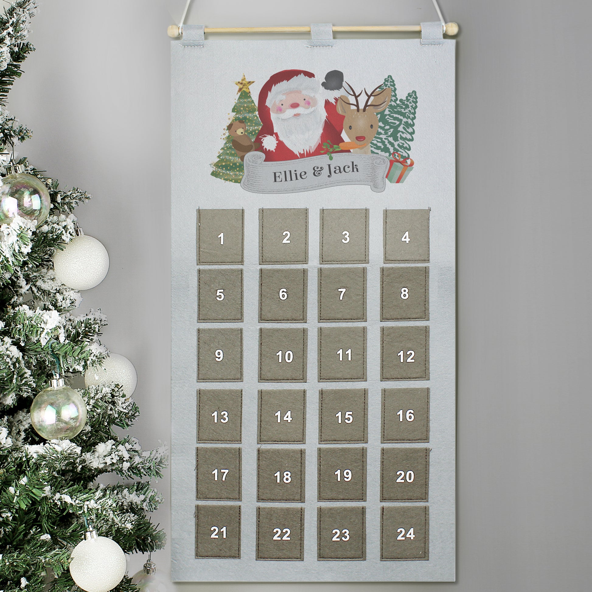 Personalised Santa Advent Calendar In Silver Grey - MK&JD Gifts