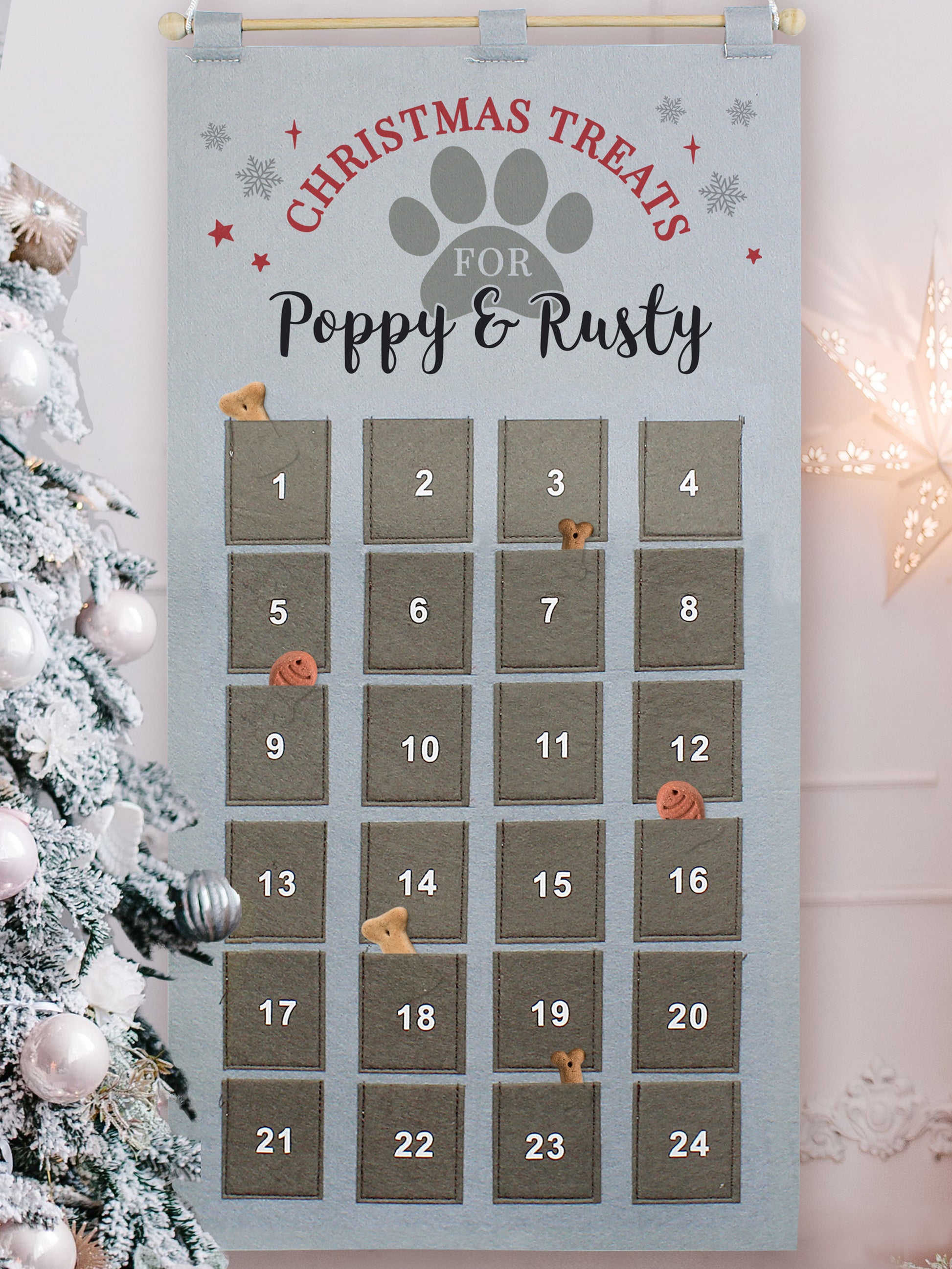 Personalised Pet Advent Calendar In Silver Grey - MK&JD Gifts
