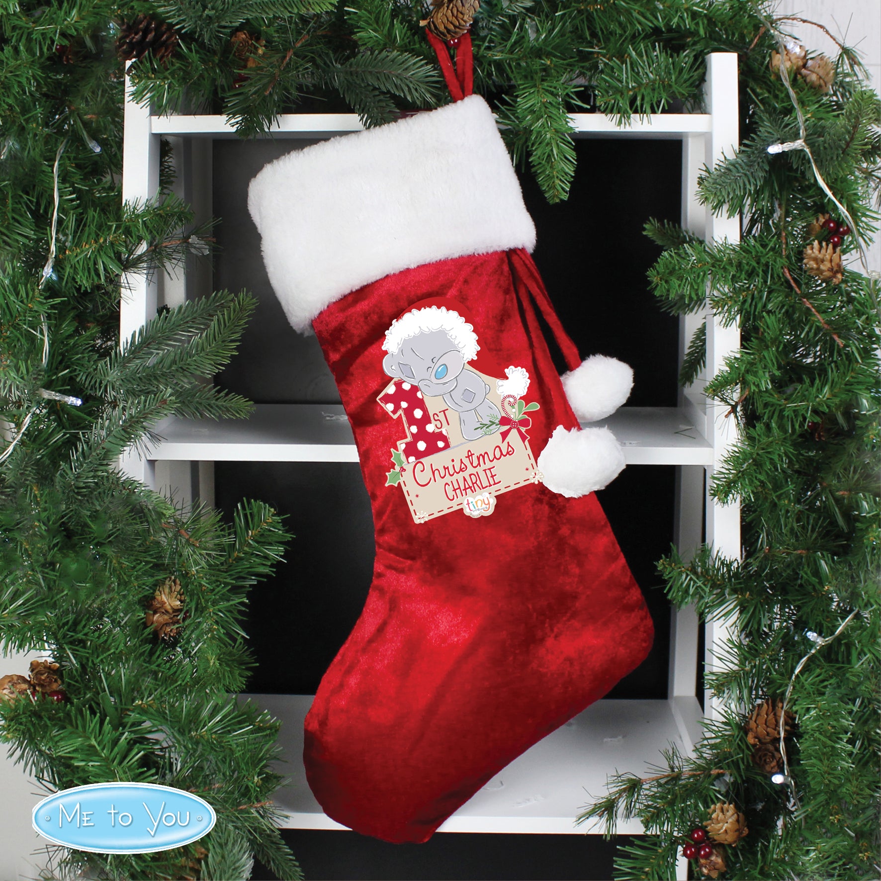 Personalised Tiny Tatty Teddy 'My 1st Christmas' Luxury Red Stocking - MK&JD Gifts