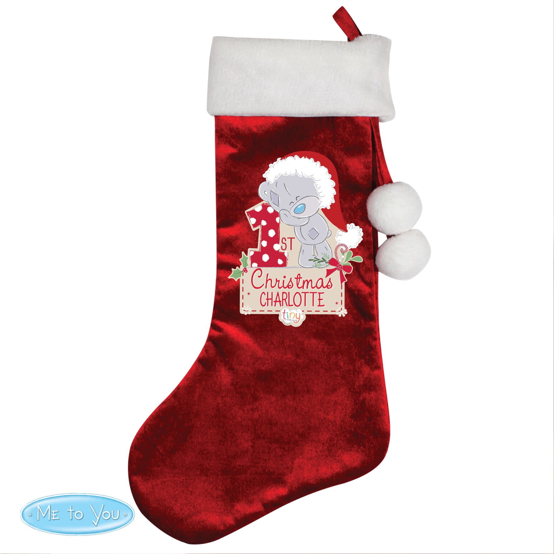 Personalised Tiny Tatty Teddy 'My 1st Christmas' Luxury Red Stocking - MK&JD Gifts