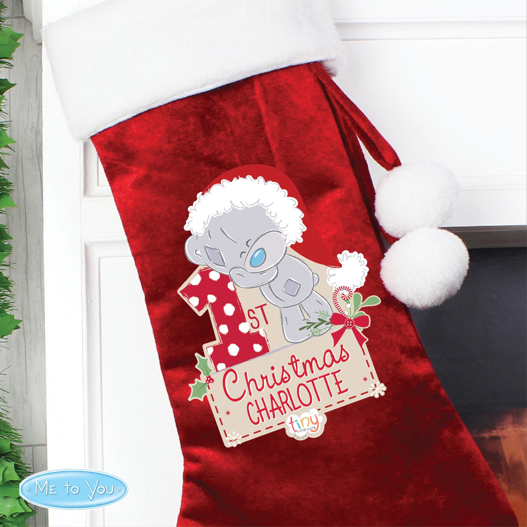 Personalised Tiny Tatty Teddy 'My 1st Christmas' Luxury Red Stocking - MK&JD Gifts