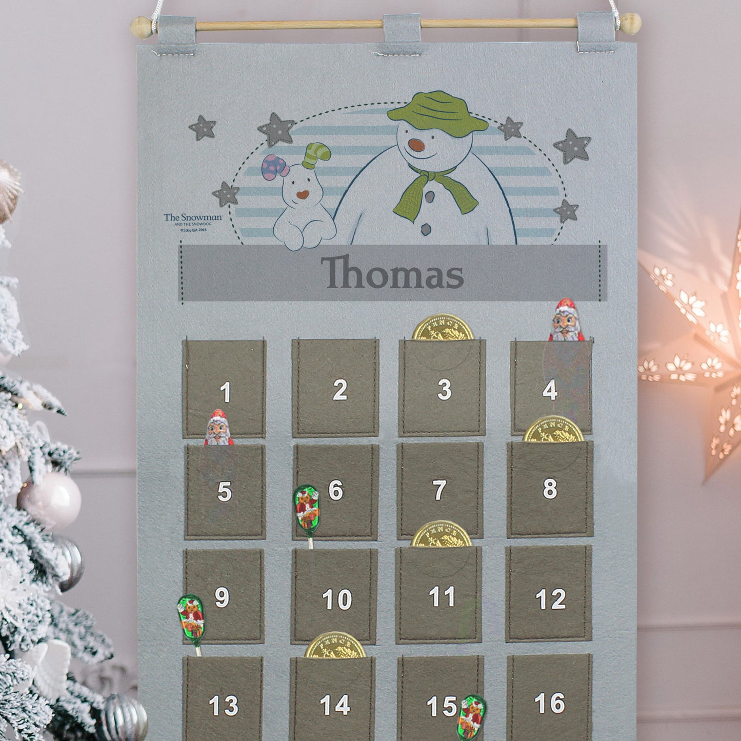 Personalised The Snowman Advent Calendar In Silver Grey - MK&JD Gifts