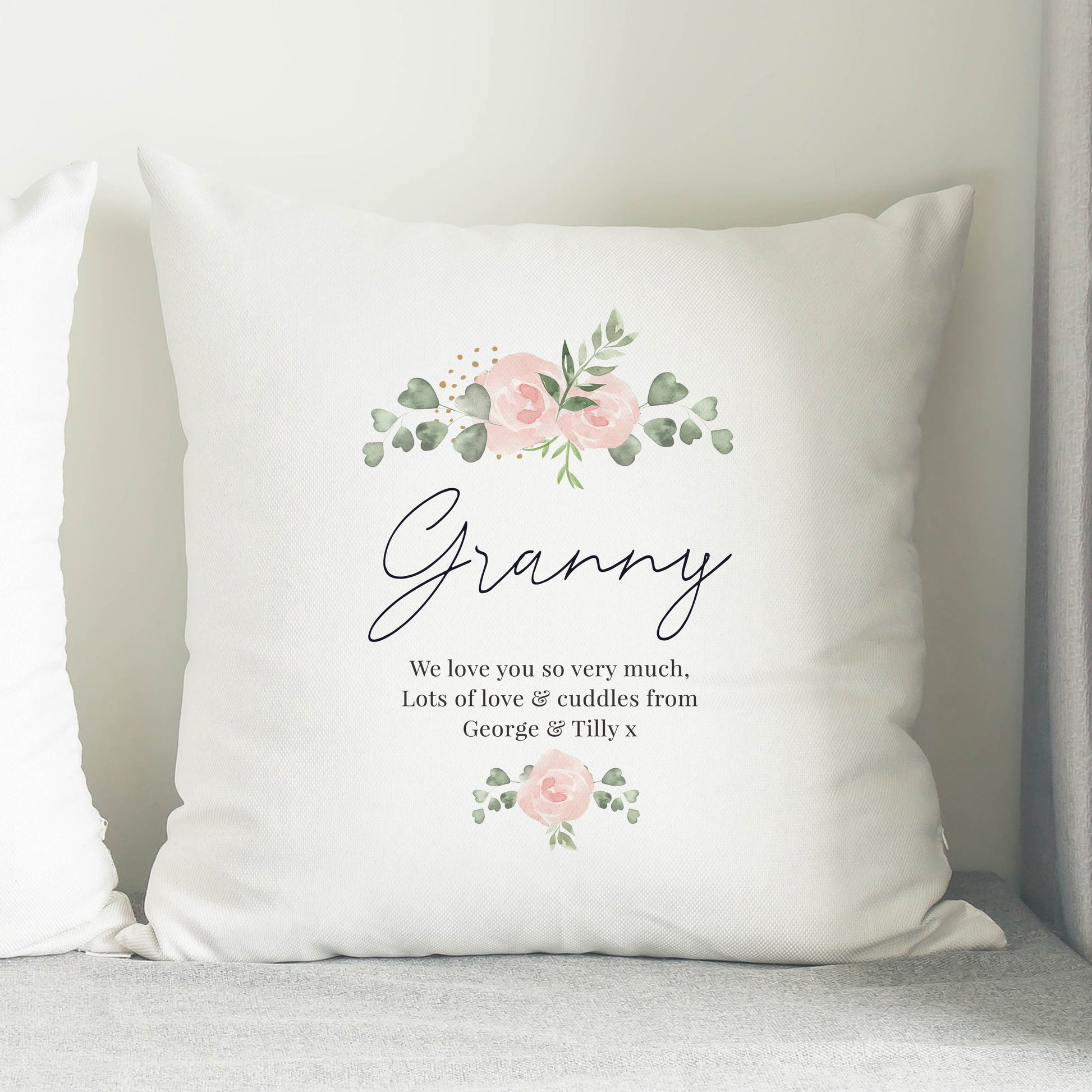 Personalised Abstract Rose Cream Cushion - MK&JD Gifts