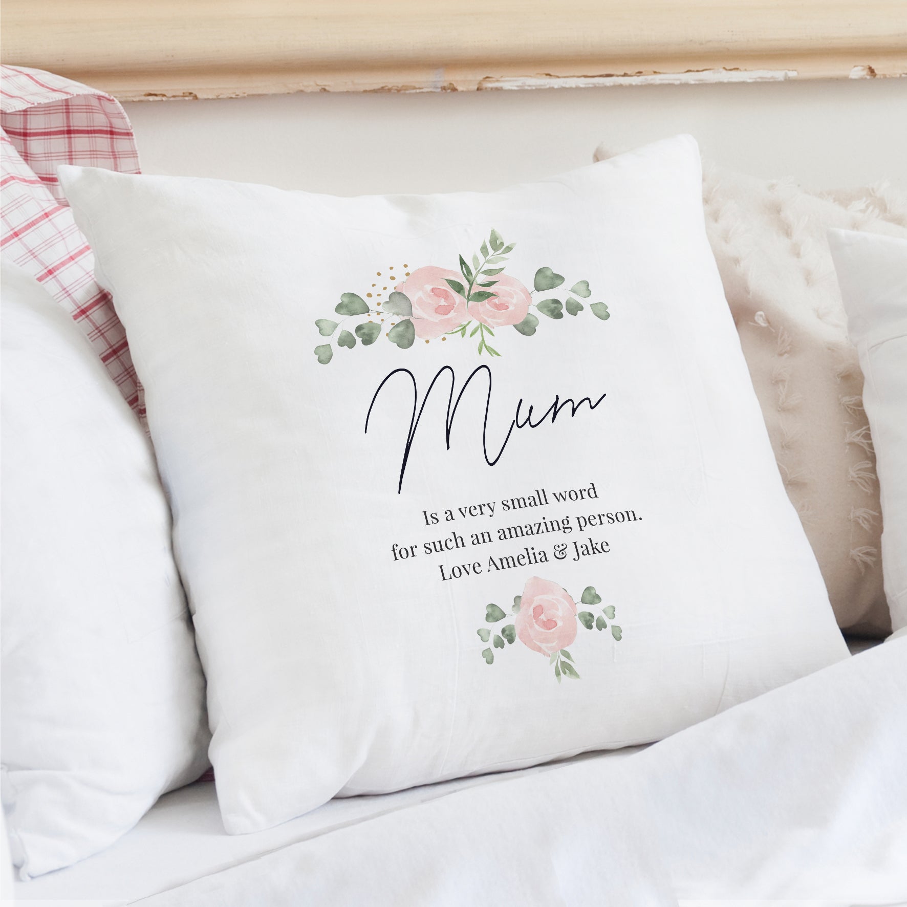 Personalised Abstract Rose Cream Cushion - MK&JD Gifts
