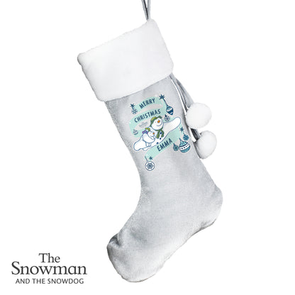 Personalised The Snowman and the Snowdog Luxury Silver Grey Stocking - MK&JD Gifts