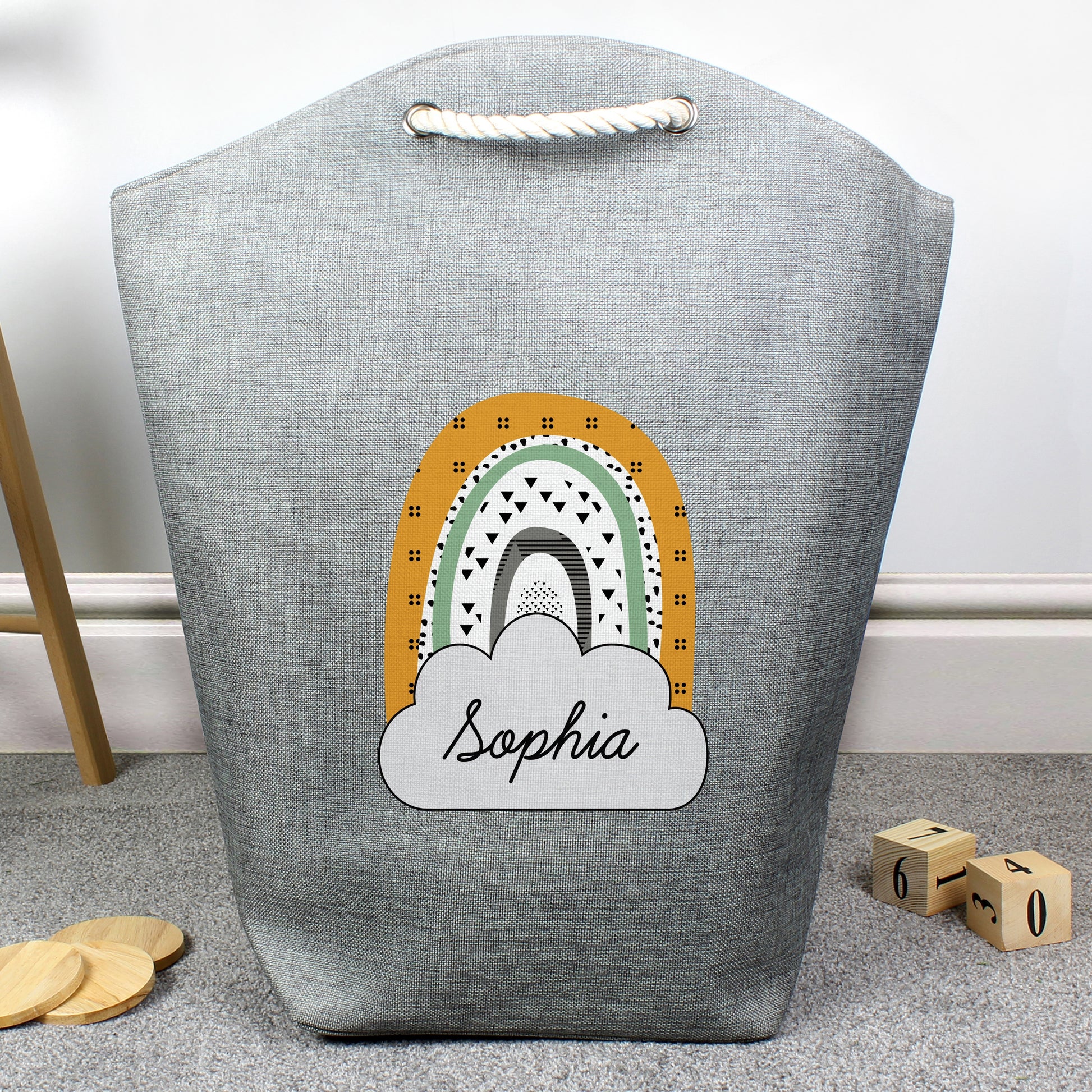 Personalised Mustard & Green Rainbow Storage Bag - MK&JD Gifts