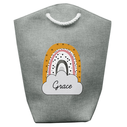 Personalised Mustard & Pink Rainbow Storage Bag - MK&JD Gifts