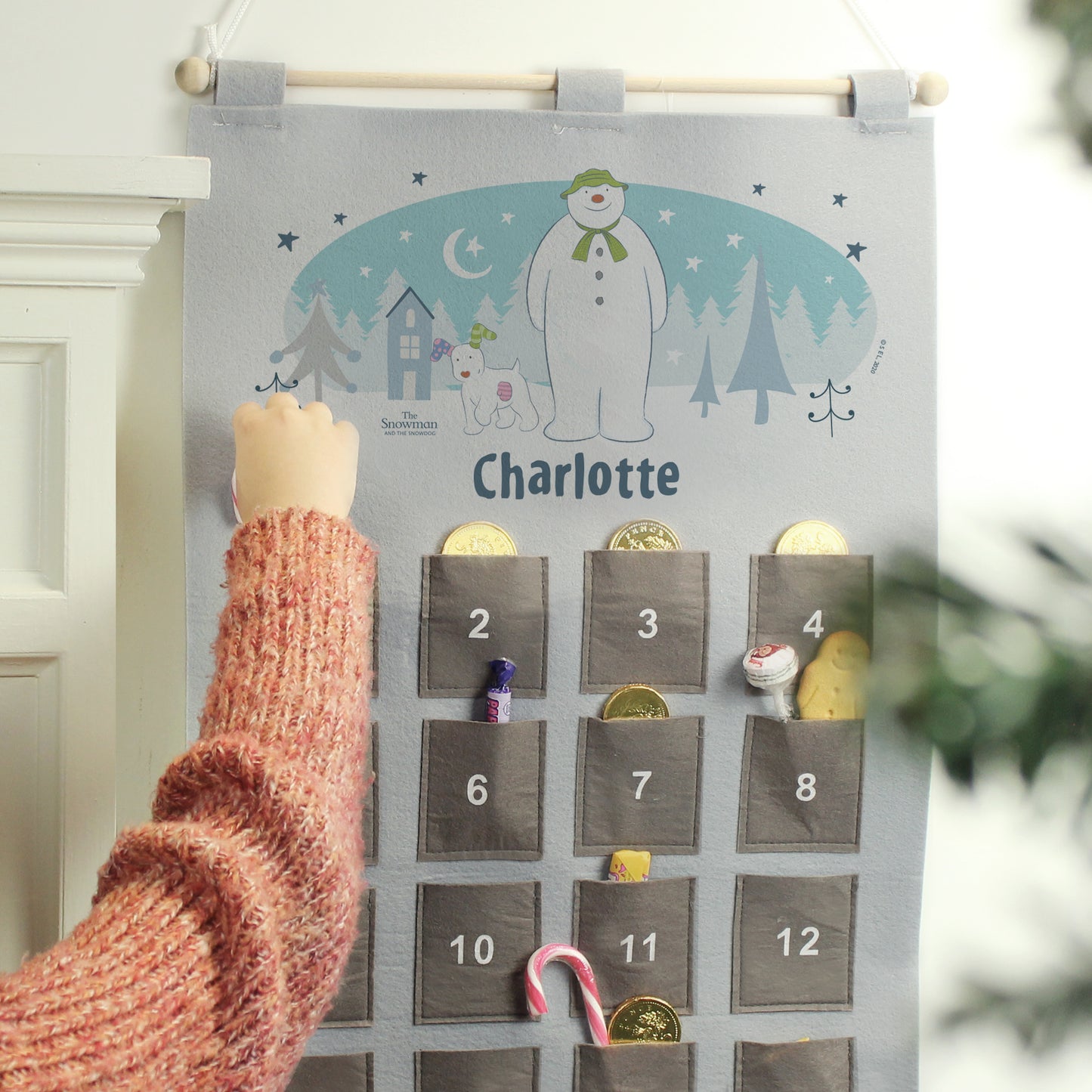 Personalised The Snowman and the Snowdog Advent Calendar In Silver Grey - MK&JD Gifts