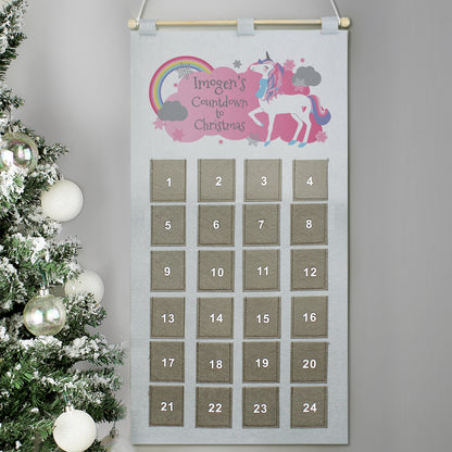 Personalised Christmas Unicorn Advent Calendar In Silver Grey - MK&JD Gifts