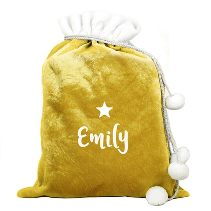 Personalised Name Only Gold Luxury Pom Pom Sack - MK&JD Gifts