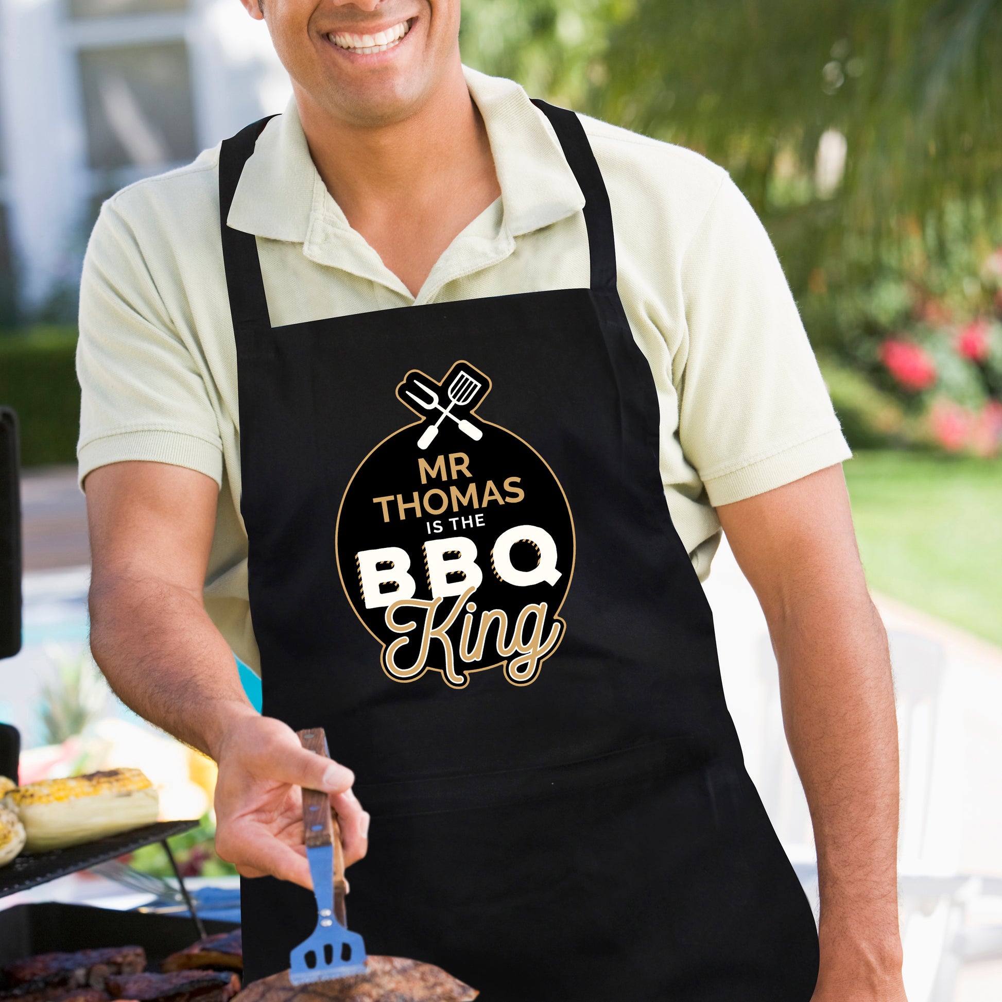Personalised BBQ King Black Apron - MK&JD Gifts