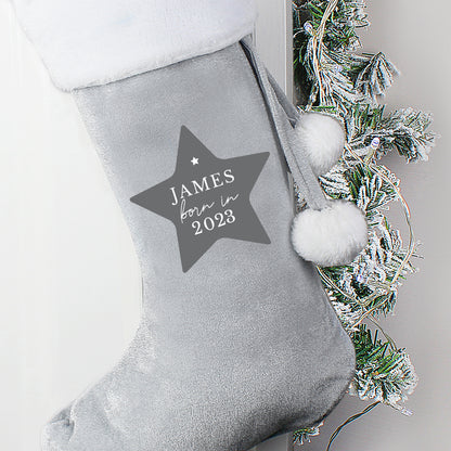 Personalised Born In Luxury Silver Grey Stocking - MK&JD Gifts