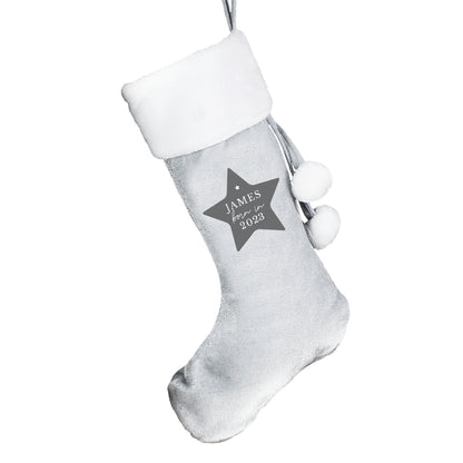 Personalised Born In Luxury Silver Grey Stocking - MK&JD Gifts