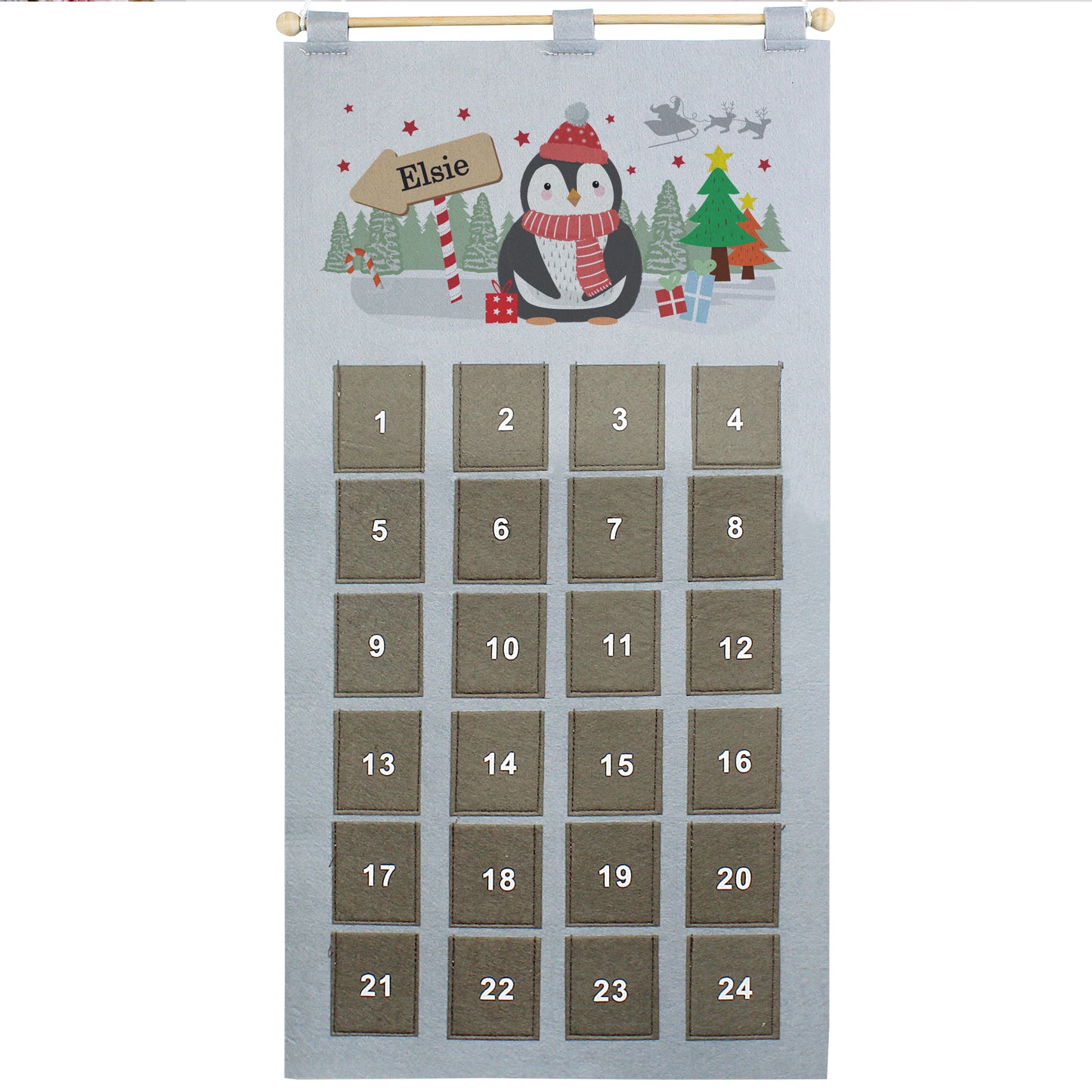 Personalised Christmas Penguin Advent Calendar In Silver Grey - MK&JD Gifts