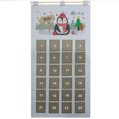 Personalised Christmas Penguin Advent Calendar In Silver Grey - MK&JD Gifts