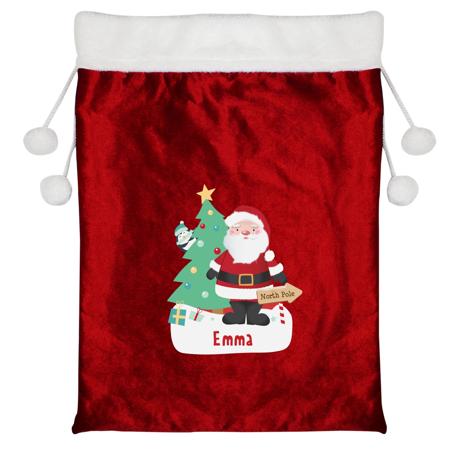 Personalised Santa Luxury Pom Pom Red Sack - MK&JD Gifts