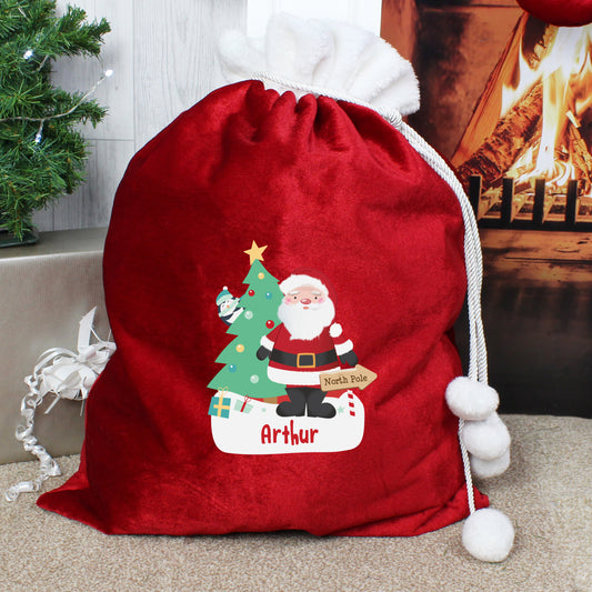 Personalised Santa Luxury Pom Pom Red Sack - MK&JD Gifts