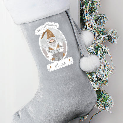 Personalised Christmas Gonk Silver Grey Stocking - MK&JD Gifts