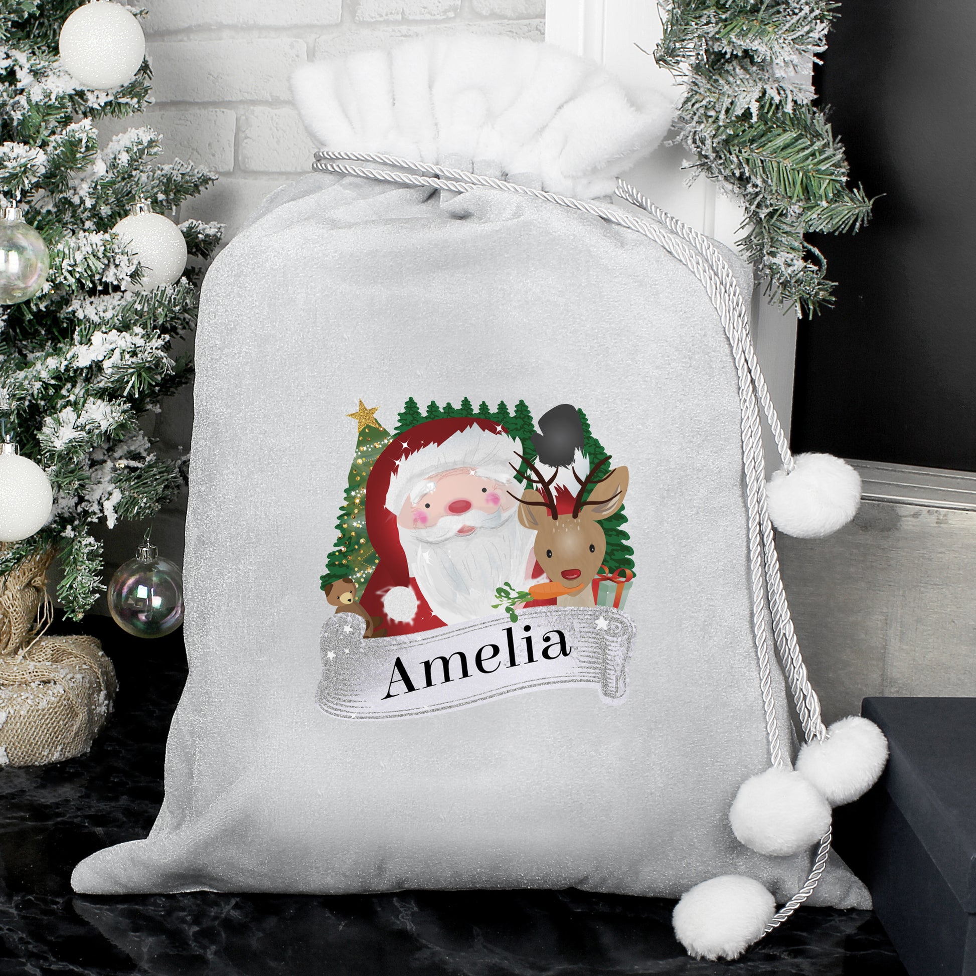 Personalised Christmas Santa Grey Sack - MK&JD Gifts
