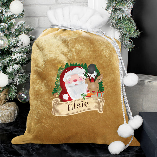 Personalised Christmas Santa Gold Sack - MK&JD Gifts