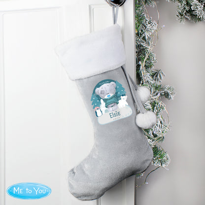 Personalised Christmas Tiny Tatty Teddy Silver Grey Stocking - MK&JD Gifts