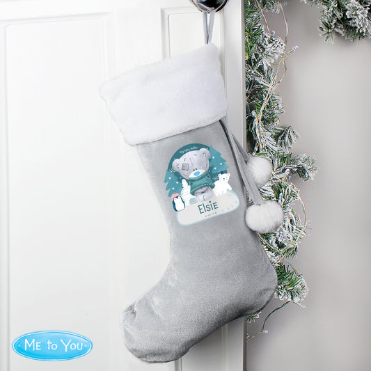 Personalised Christmas Tiny Tatty Teddy Silver Grey Stocking - MK&JD Gifts