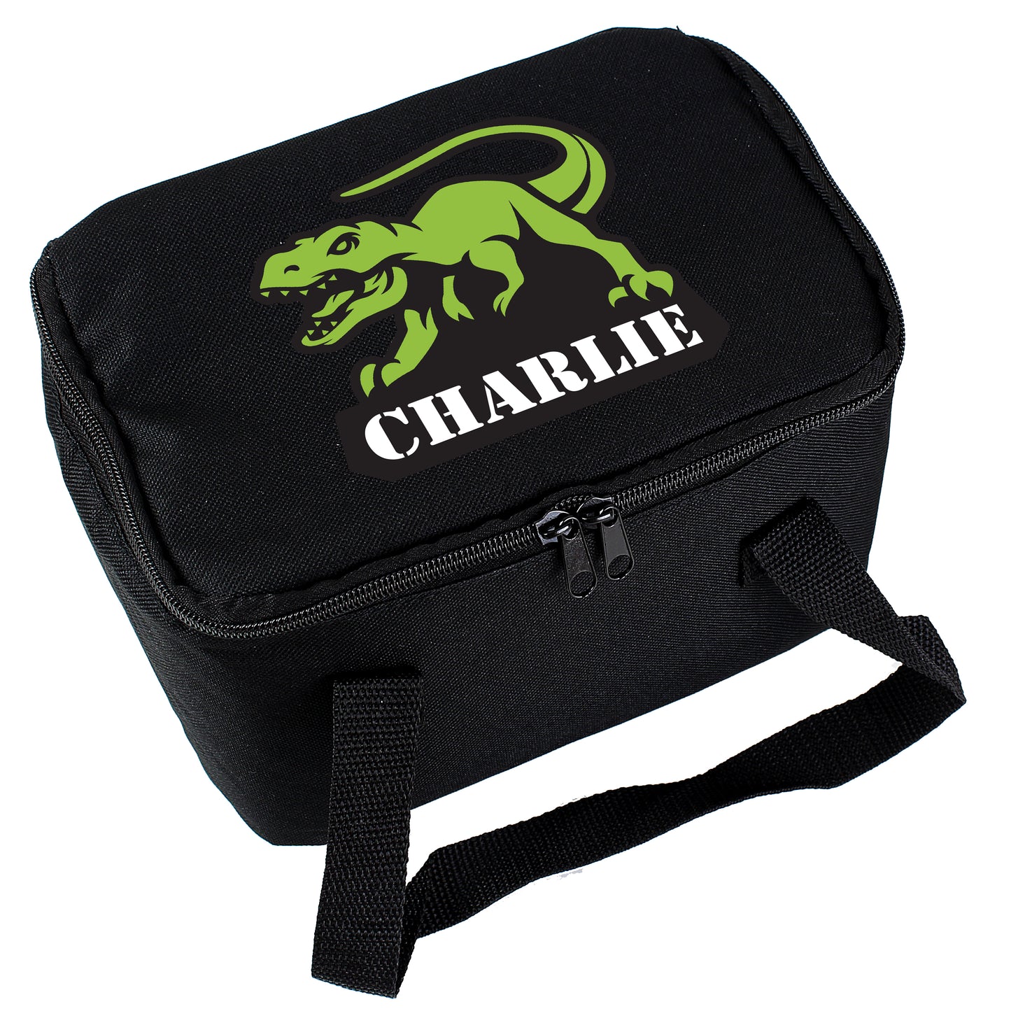 Personalised Dinosaur Black Lunch Bag - MK&JD Gifts