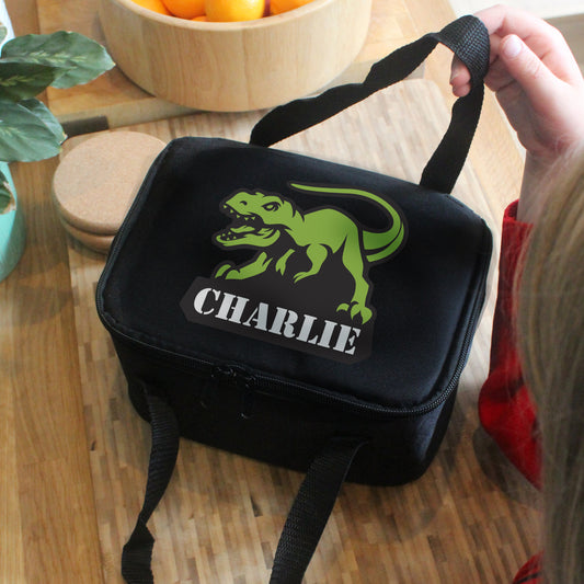 Personalised Dinosaur Black Lunch Bag - MK&JD Gifts