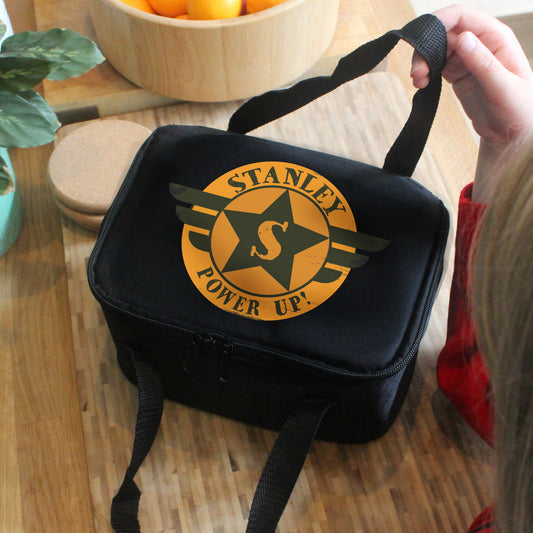 Personalised Badge Black Lunch Bag - MK&JD Gifts