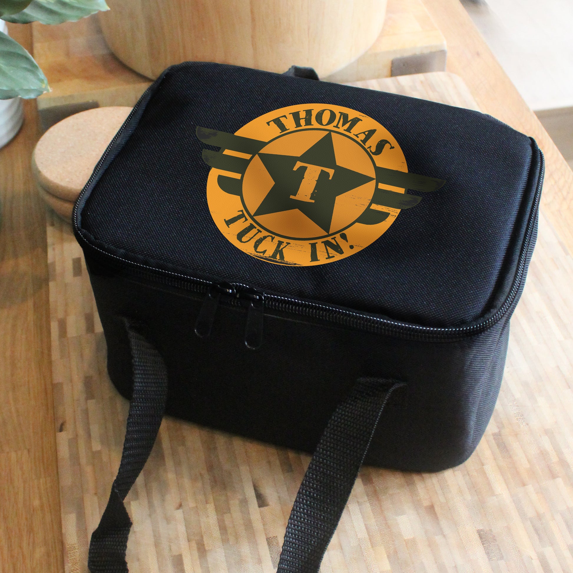Personalised Badge Black Lunch Bag - MK&JD Gifts