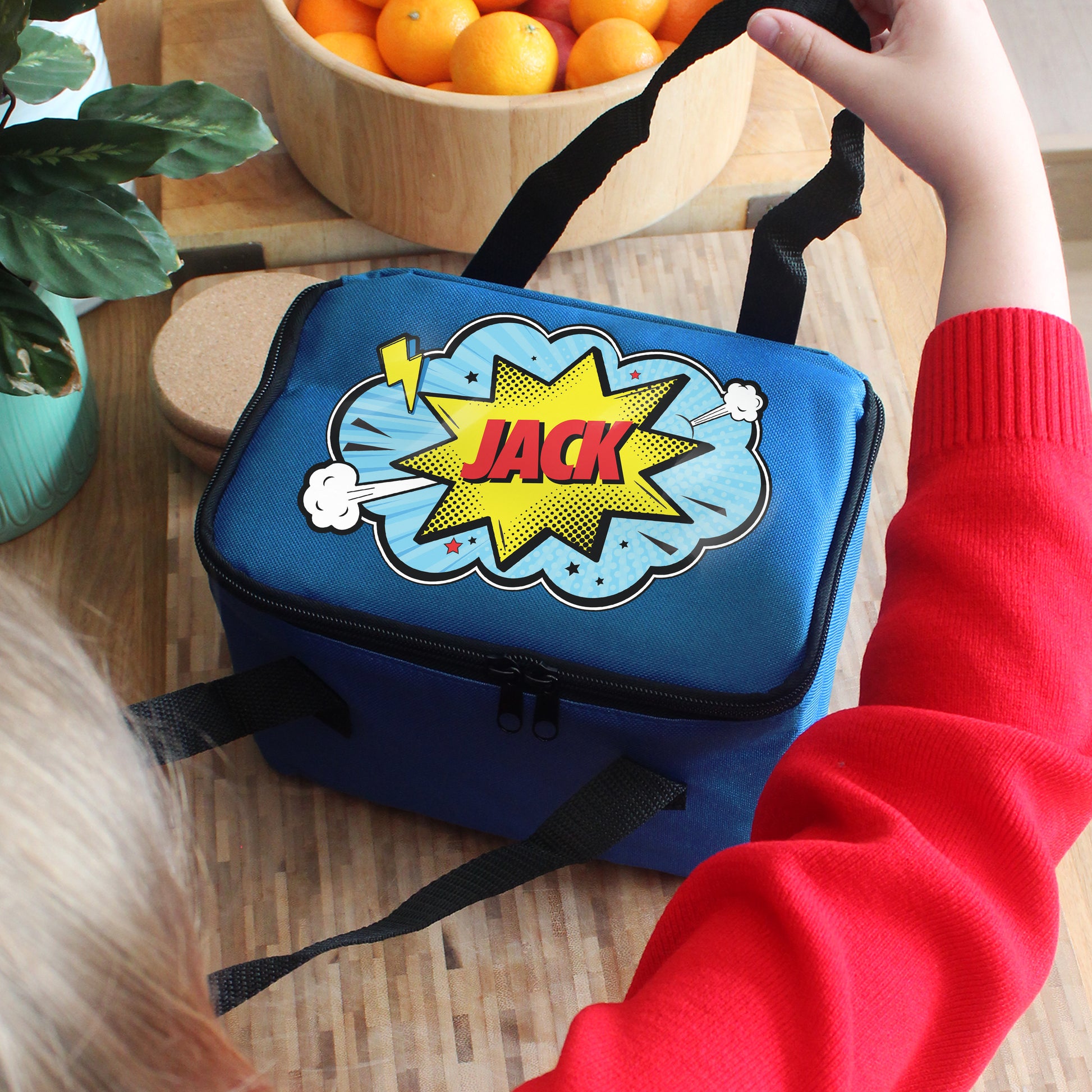 Personalised Superhero Blue Lunch Bag - MK&JD Gifts