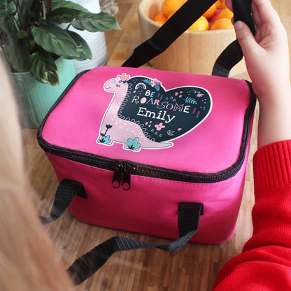 Personalised Dinosaur Pink Lunch Bag - MK&JD Gifts