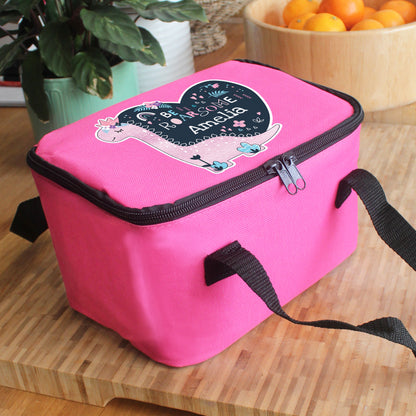 Personalised Dinosaur Pink Lunch Bag - MK&JD Gifts