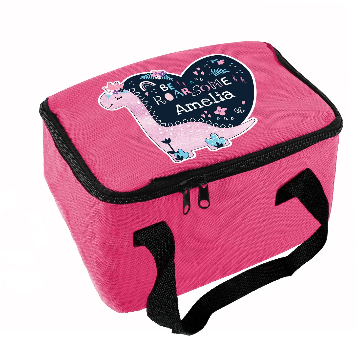 Personalised Dinosaur Pink Lunch Bag - MK&JD Gifts