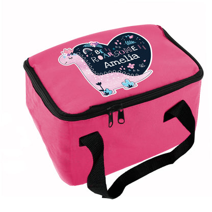 Personalised Dinosaur Pink Lunch Bag - MK&JD Gifts