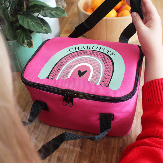 Personalised Rainbow Pink Lunch Bag - MK&JD Gifts