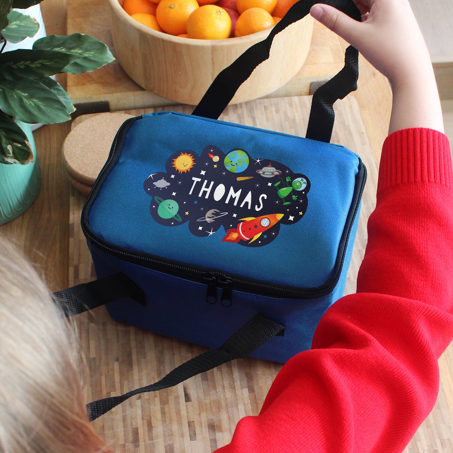 Personalised Space Blue Lunch Bag - MK&JD Gifts