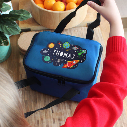 Personalised Space Blue Lunch Bag - MK&JD Gifts
