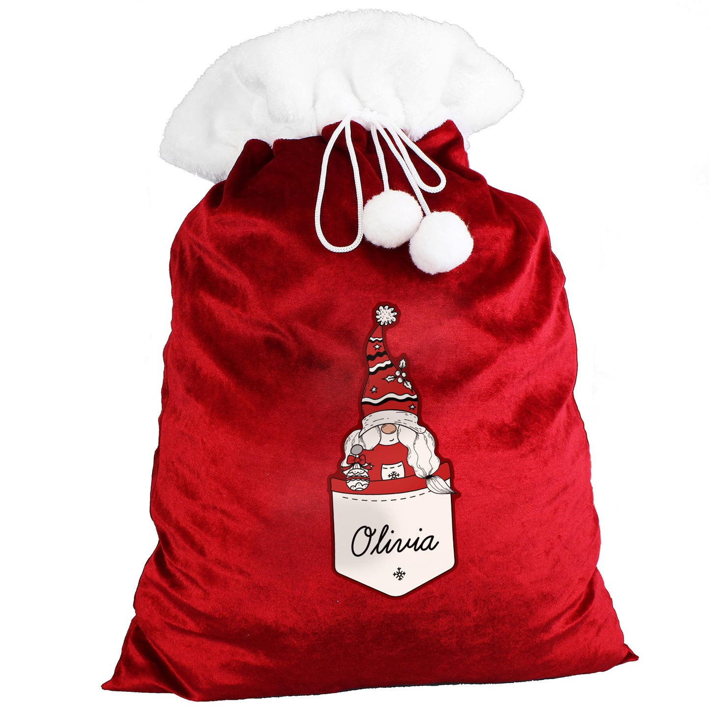 Personalised Gonk Family Red Christmas Sack - Female - MK&JD Gifts