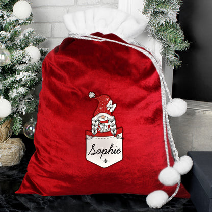Personalised Gonk Family Red Christmas Sack - Girl - MK&JD Gifts