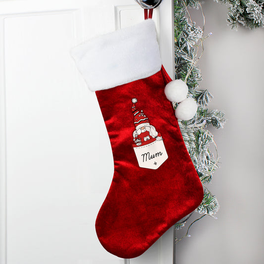 Personalised Gonk Family Red Christmas Stocking- Female - MK&JD Gifts