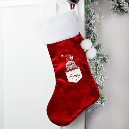 Personalised Gonk Family Red Christmas Stocking- Girl - MK&JD Gifts