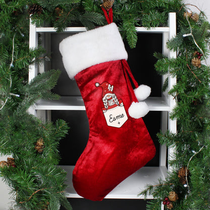 Personalised Gonk Family Red Christmas Stocking- Girl - MK&JD Gifts