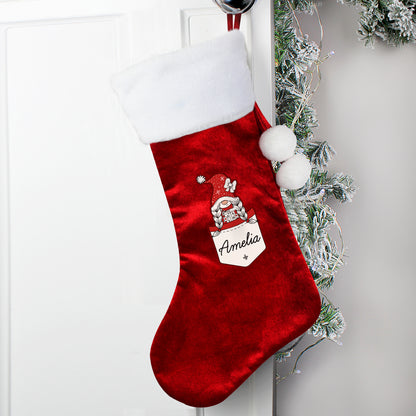 Personalised Gonk Family Red Christmas Stocking- Girl - MK&JD Gifts
