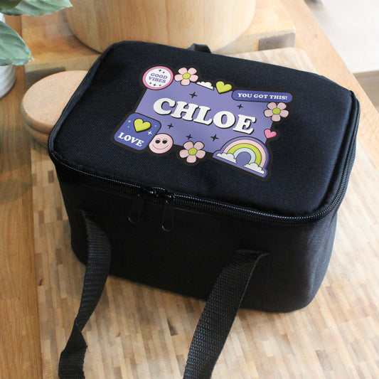 Personalised Good Vibes Black Lunch Bag - MK&JD Gifts