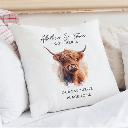 Personalised Highland Cow Cushion - MK&JD Gifts