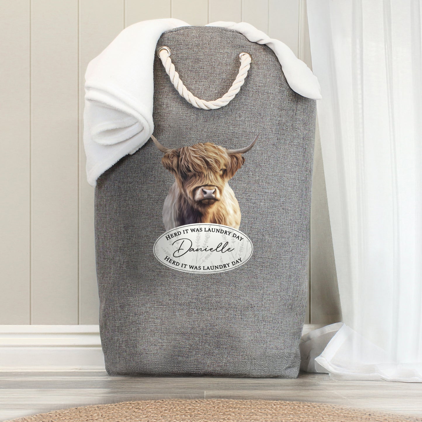 Personalised Highland Cow Laundry Bag - MK&JD Gifts