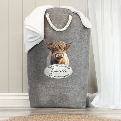 Personalised Highland Cow Laundry Bag - MK&JD Gifts
